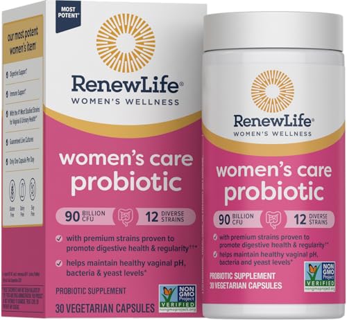 Image of Renew Life Women's Probiotic Capsules, Supports pH Balance for Women, Vaginal, Urinary, Digestive and Immune Health, L. Rhamnosus GG, Dairy, Soy and Gluten-Free, 90 Billion CFU - 30 Ct