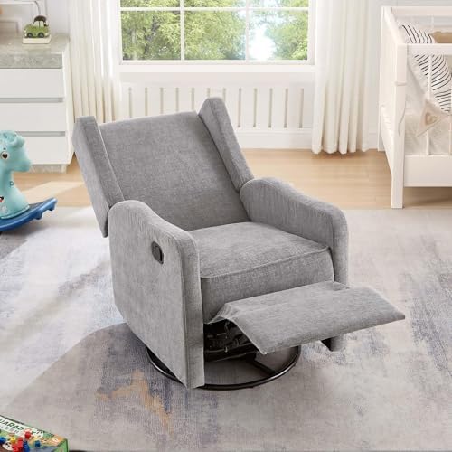 360° Swivel Nursery Glider Recliner Chair, Comfy