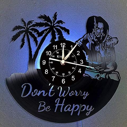 Vinyl Record Wall Clock, Bob Marley LED 7 Color Night Lamp Retro Wall Clock, Birthday Gifts Handmade Home Wall Decor,With light Cover