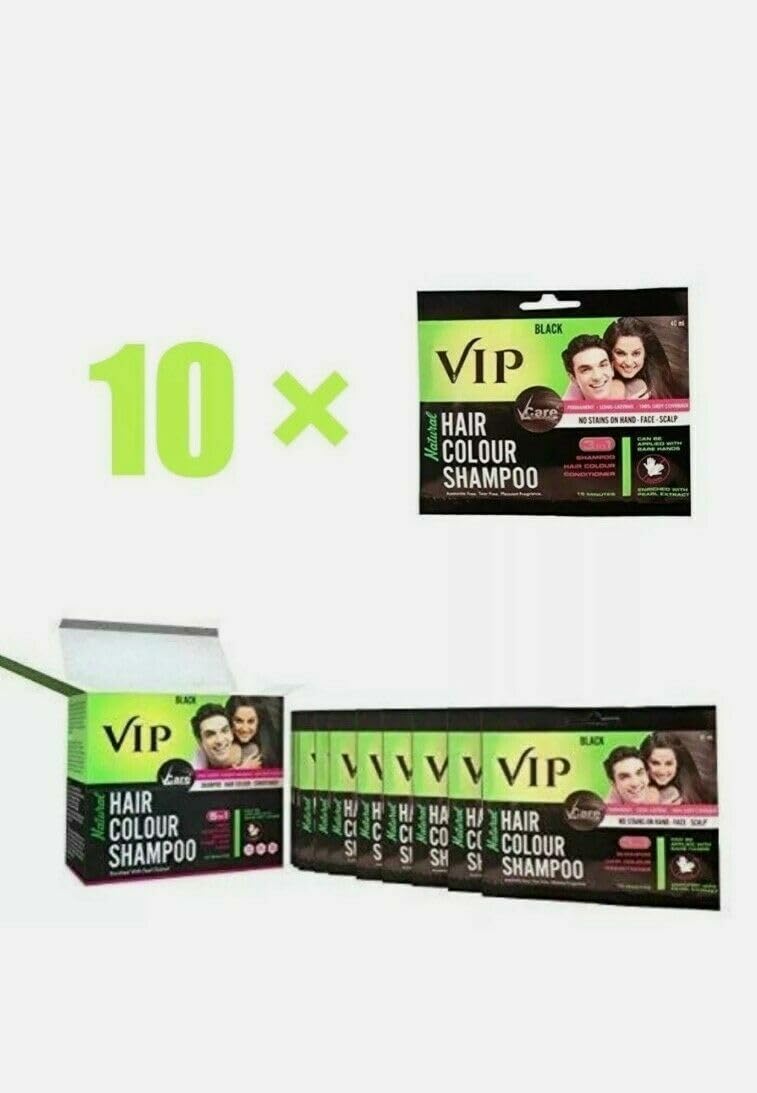 Seelans Superstore VIP 5 in 1 Natural Hair Colour Shampoo black Colour 20ml (10 pouch)