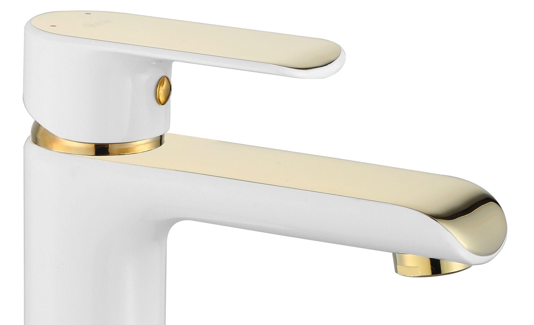 Rea BLOOM GRIFO DE LAVABO DE ORO BLANCO Grifo mezclador de baño de latón Grifo monomando de lavado a mano ajustable en frío y caliente (Blanco/Dorado)