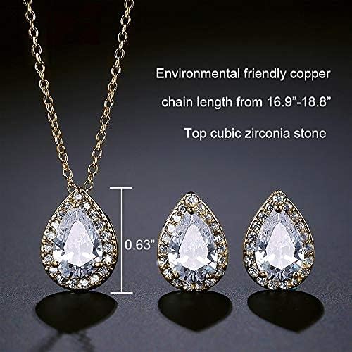 UDYLGOON Cubic Zirconia Teardrop Earrings Necklace Bracelet Jewelry Set For Bride Bridesmaids Bridal Wedding Party Prom Jewelry Gift - Image 6