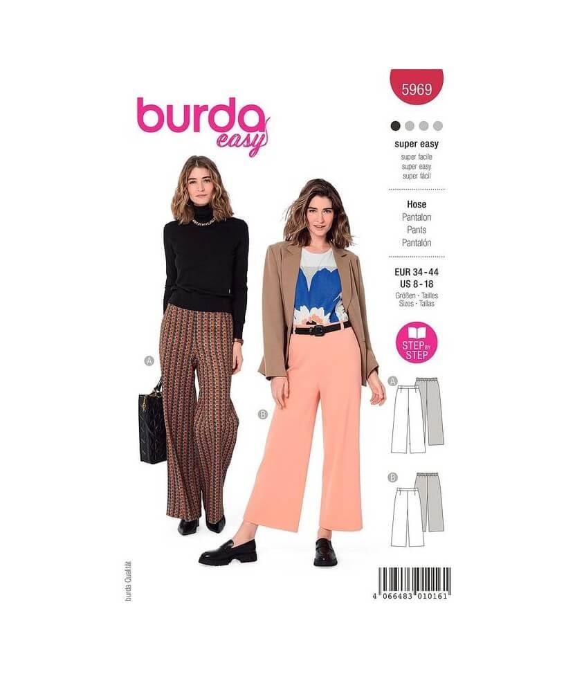 Burda 5969 - Cartamodello per principianti, da donna, taglia 34-44