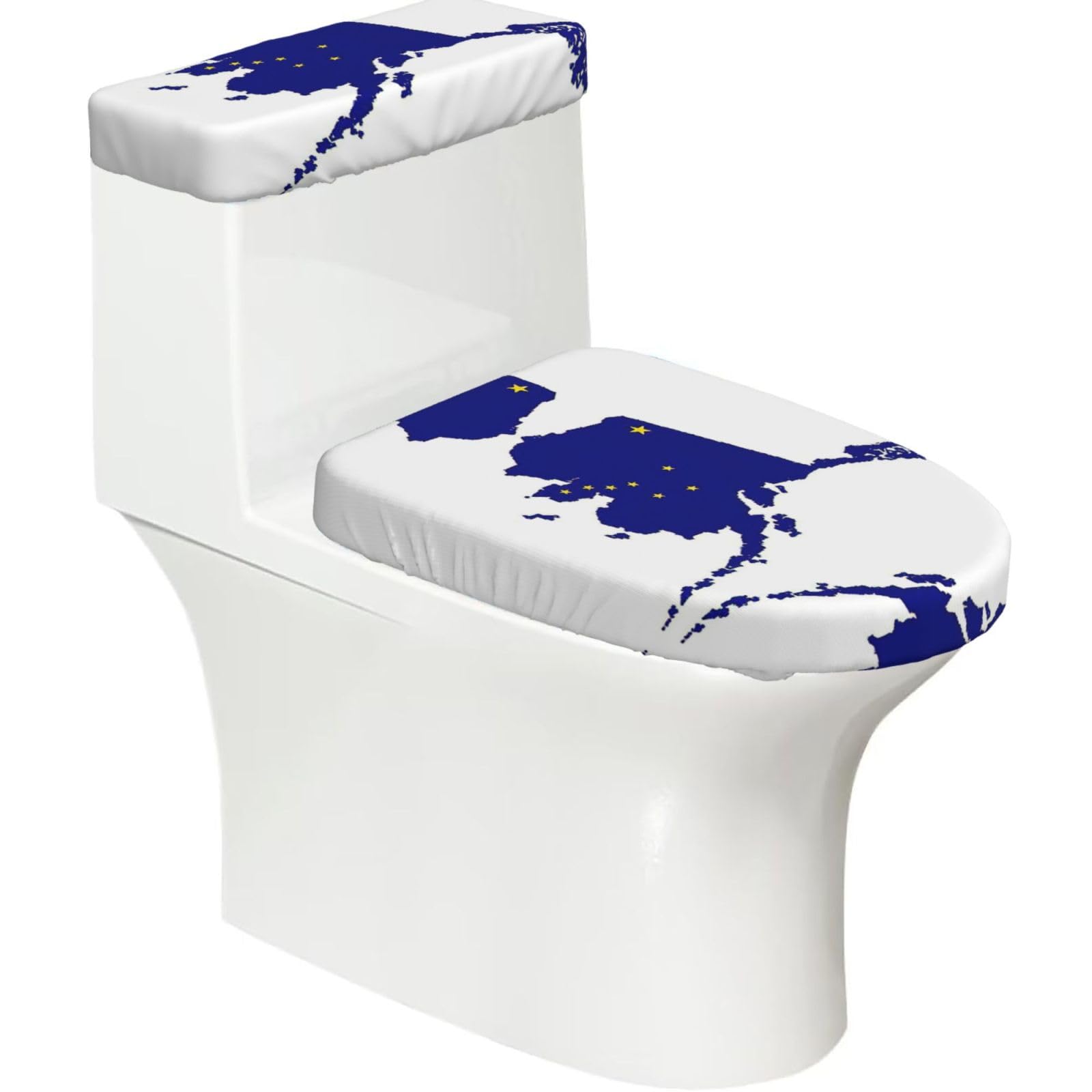 Alaska State Flag Map Print Toilet Seat Lid And Tank Covers Universal Fit Smooth Seat Cushion Easy To Clean For Home Hotel