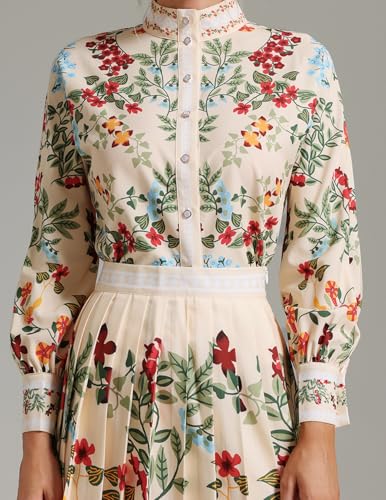 BELLA BARNETT Floral Skirt Sets Women 2 Piece Outfits Printed Set Mock Neck Long Sleeve Fall Outfits For Women4