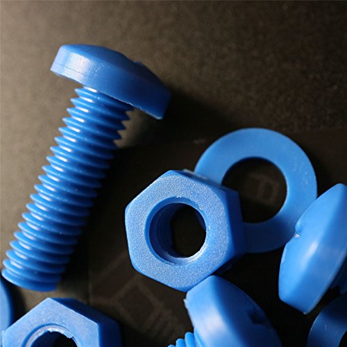20 X Blue Pan Head Screws Polypropylene (Pp) Plastic Nuts And Bolts, Washers, M6 X 20Mm, 15/64 X 25/32 #TOP7