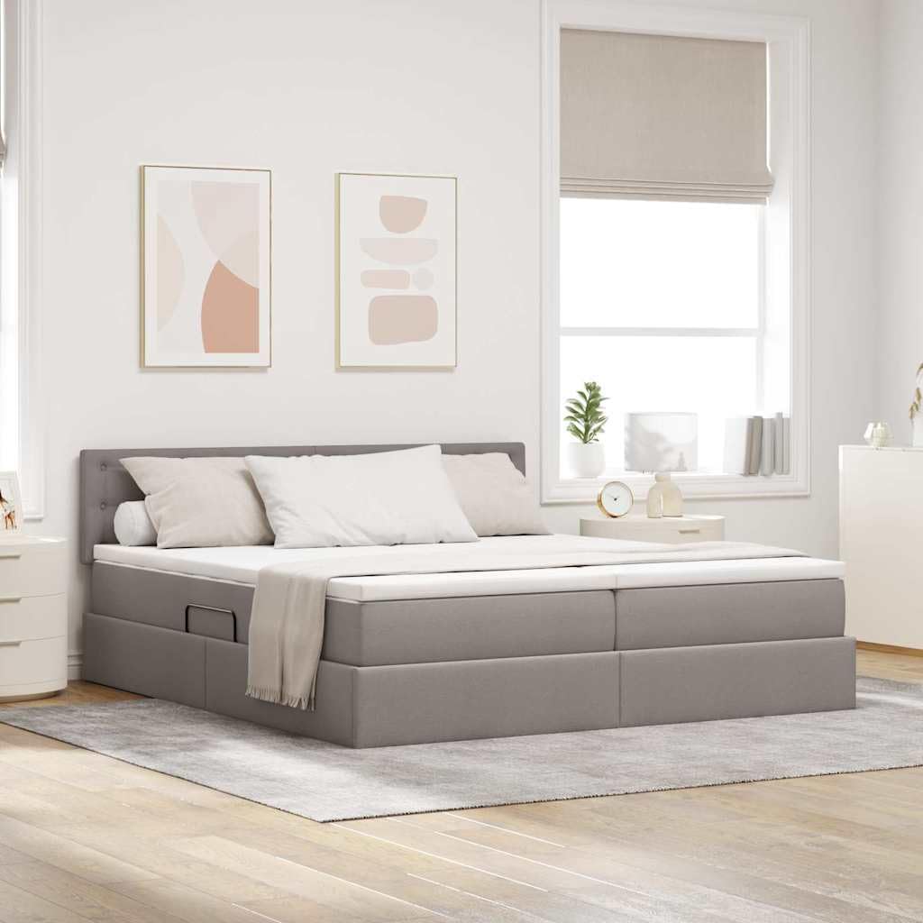 Łóżko z pojemnikiem ze sztucznej skóry nowoczesne 200x200 cm ciemnoszare