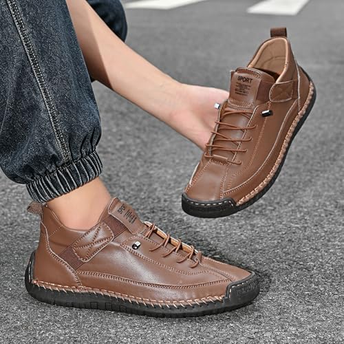 Image of Womens Casual Shoes Ankle Chukka Boots Slip On Breathable Loafers Handmade Fashion Sneakers Mid top Walking Driving Flats Shoes