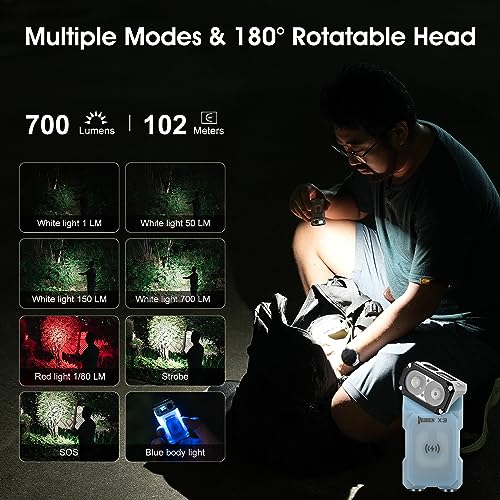 Image of WUBEN X3 Mini Flashlight with Rechargeable Charging Box 180 Degree EDC Keychain Flashlight 10 Mode Type-C Lanyard for Camping, Outdoor, Inspection, Gift