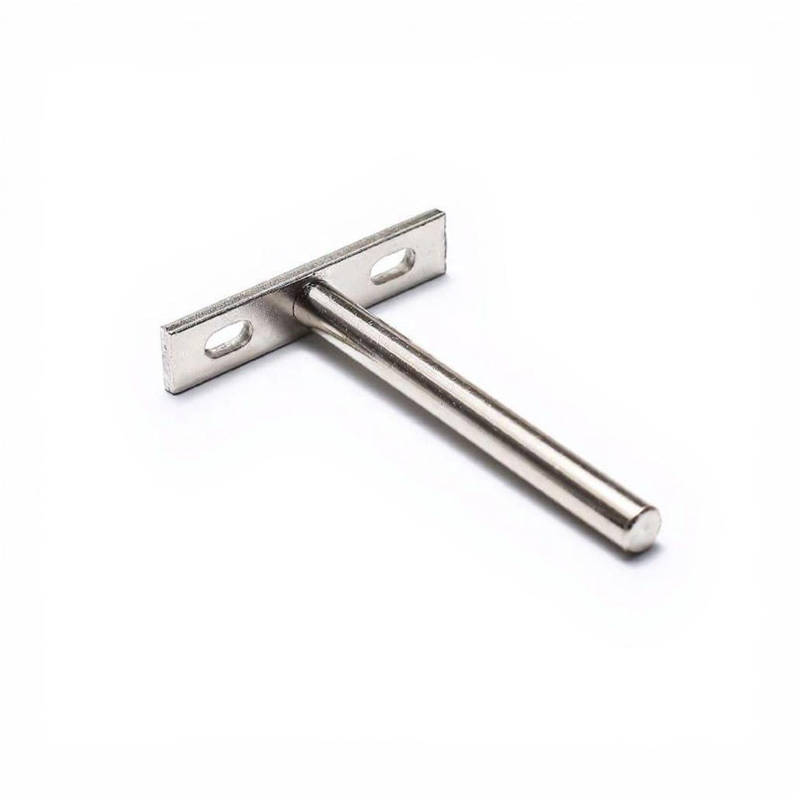 T-Shaped Unseen Shelf Bracket, unnoticeable Suspended Wall Mount, Sturdy Metal Support for Home Decor Chrome 10.4cm-image-4