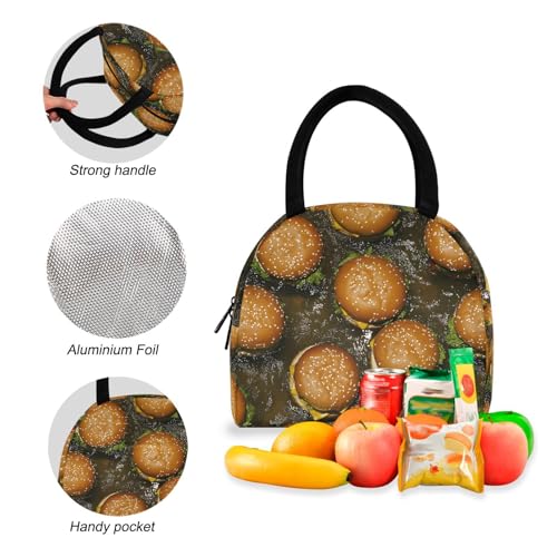 Hamburgers Print Backpack Set with Lunch Bag, Large Capacity Travel Backpacks and Lunch Box Insulated for Commute Hiking Picnic4