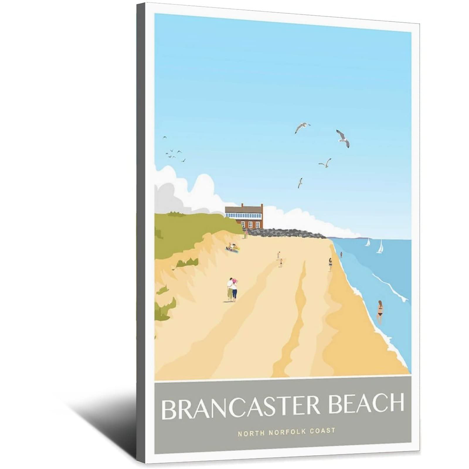 UEJD Brancaster Beach Norfolk Coast Vintage Travel Poster Decorative Posters Modern Bedroom Canvas Art Poster Picture Painting Posters Wall Decor Art Gift