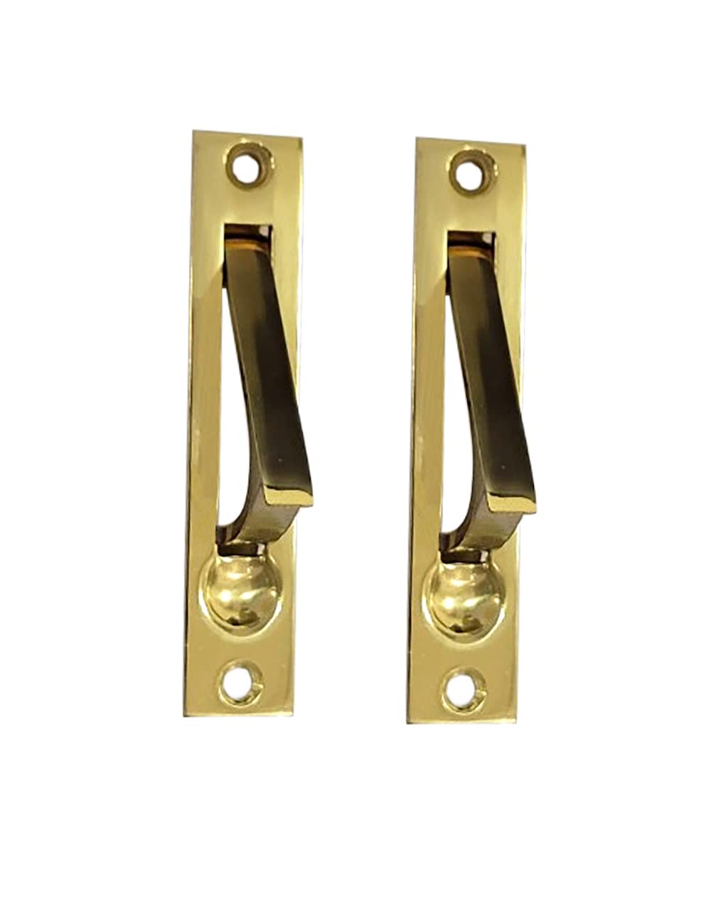 QCAA Solid Brass Edge Pull, 4", Polish Brass, 2 Pack, Made in Taiwan