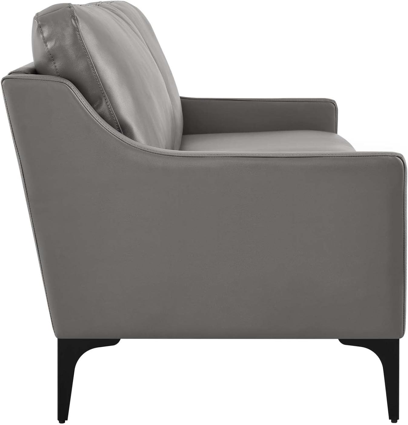 Modway Corland Modern Style Leather and Metal Sofa in Gray Finish