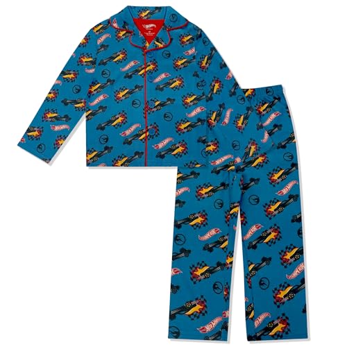 Hot Wheels Boy's Pajama Set - 2 Piece Boys Flannel Coat...