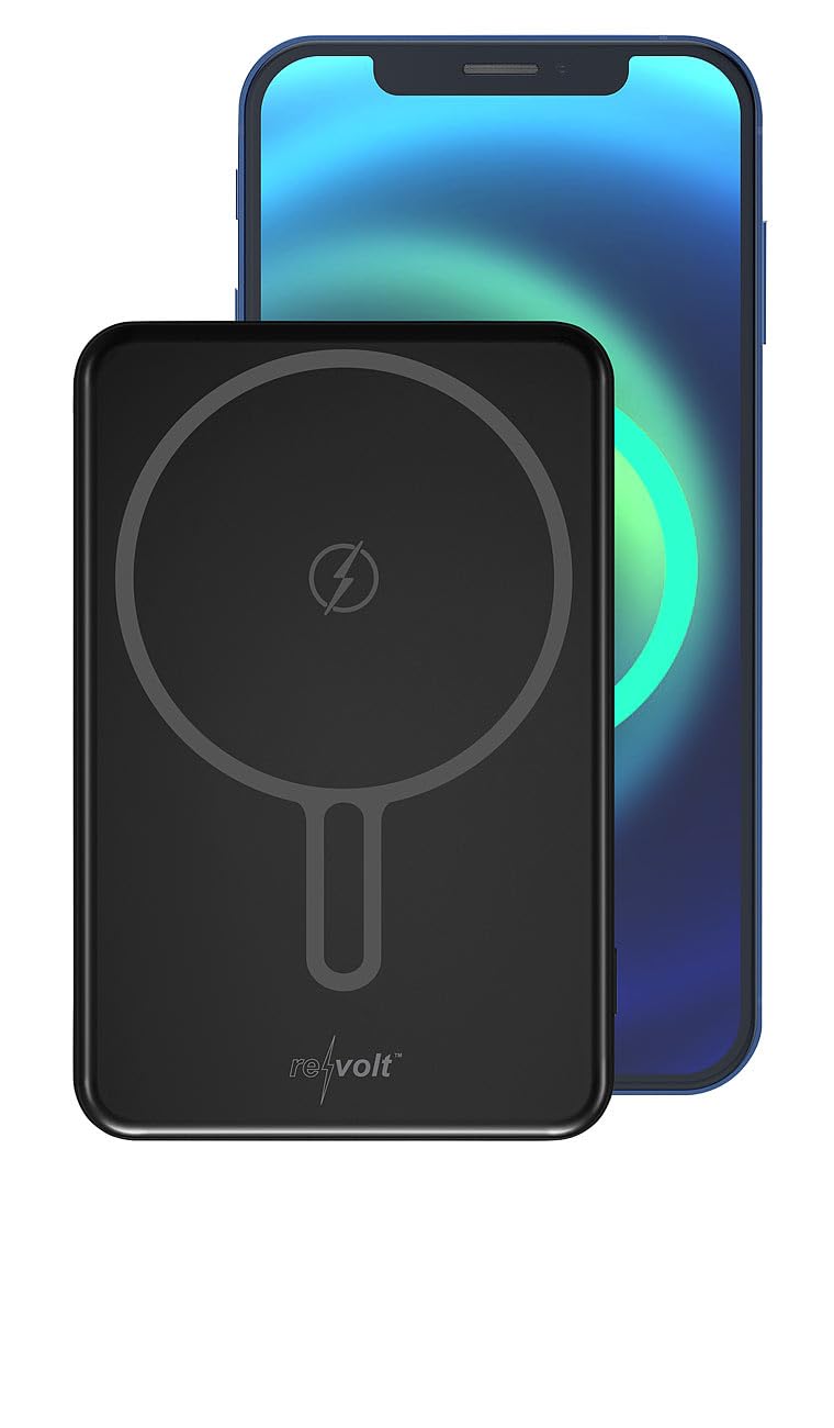 revolt powerbank magnetico: Set da 2 Powerbank Wireless, nero, 10.000 mAh, 22,5 W PD (magsafe per iphone, compatibile Qi, cassaforte)