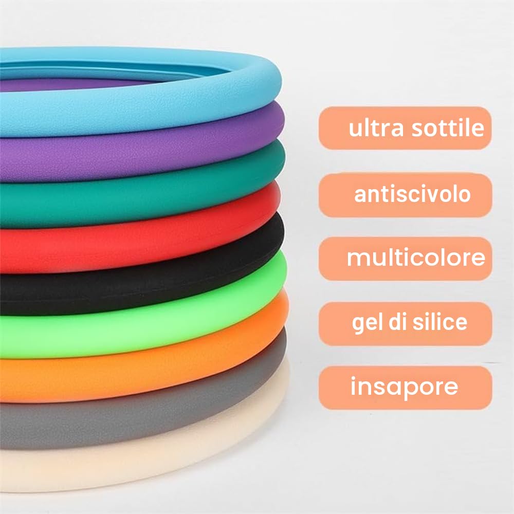 Coprivolante in silicone antiscivolo, protezione universale ultra sottile per il volante dell’auto, nero