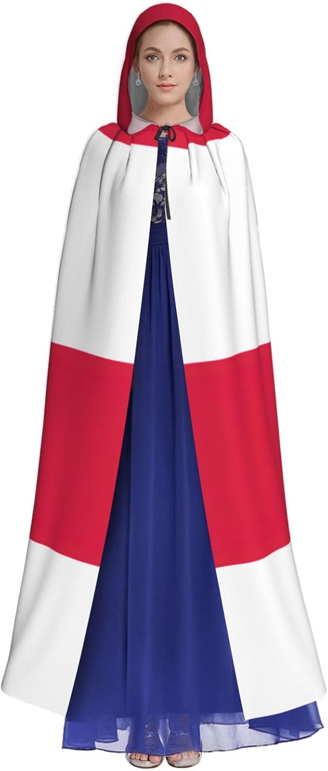 Polish Flag Print Men Hooded Cloak,Wizard Hooded Robe,Witch Cape Cosplay Costume Halloween Party Capes