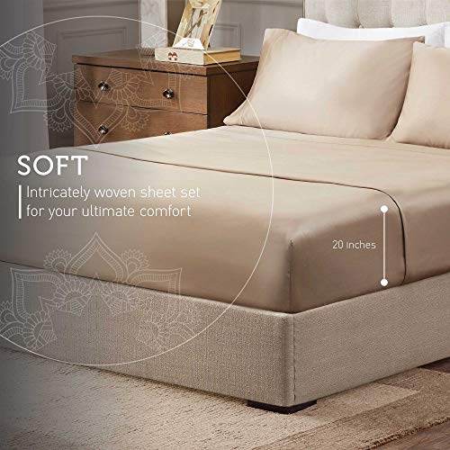 Hyde Lane Luxury 1000 Thread Count 100% Cotton Sheets For Queen Size Bed | Very Comfy Soft & Thick With Deep Pocket - Fits 16"-20" Thick Mattress, Cotton Bed Sheets Queen - 4 Pc Sheet Set (Taupe) #TOP1