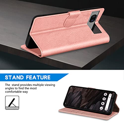 Image of ZZXX for Google Pixel 7a Wallet Case Magnetic Closure 6.1 inch,Rose Gold