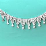 Yhsheen 1 Yard Rhinestone Tassel Trim Crystal Rhinestone Chain Fringe Rhinestone Applique for...