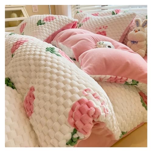 Housse de couette velours anti-froid parure lit épaisse 4 pièces