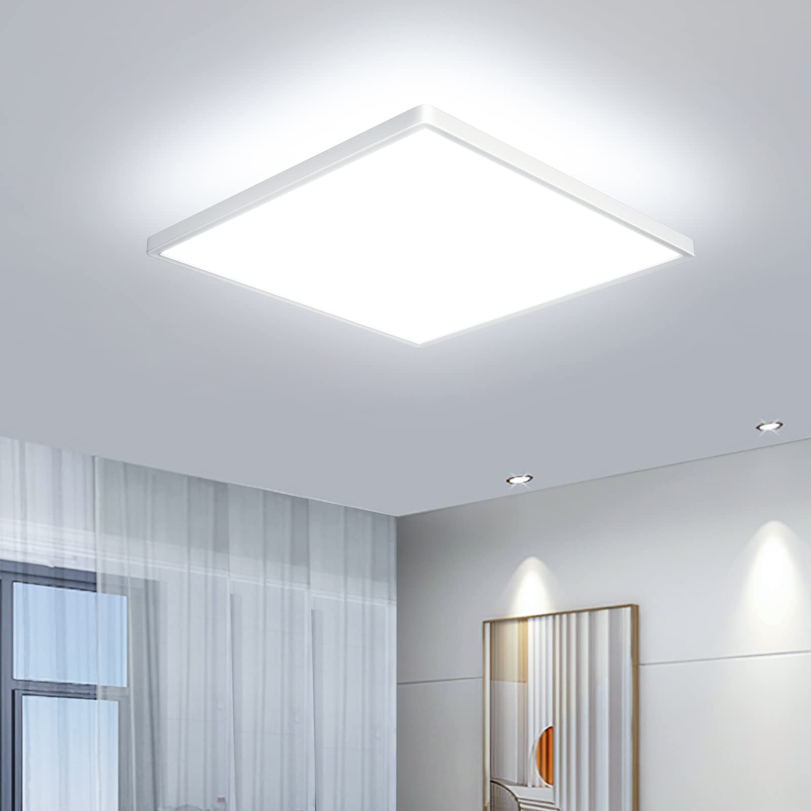 OTREN LED Lámpara de Techo, Plafon Techo Cuadrada 6500K, IP44 Luz de Techo Moderno para Dormitorio Infantil Baño Cocina Sala de Estar, 23CM 1800LM