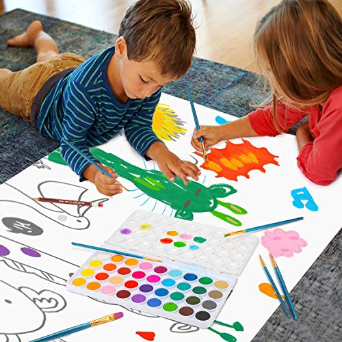 36 Colors Watercolor Paint Set with 12 Brushes, FUBARBAR Water Color Art Painting Drawing Supplies for Kids, Children, Artists, Adults, Beginners Pan Acrylic Non-Toxic - Thumbnail 6