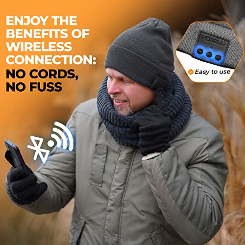 Image of Foxelli Bluetooth Beanie Hat - 15-Hour Battery, Built-in Mic, Fully Washable, Perfect Tech Gift for Men & Women