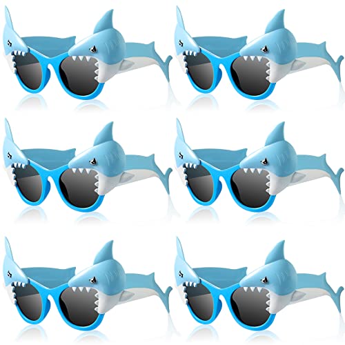 Flutesan 6 Pairs Shark Party Favors Shark Sunglasses Shark Photo Booth Props Ocean Theme Party Supplies Costume Blue Eyeglasses Kids' Party Favor Sets for Shark Themed Birthday Holiday Costume