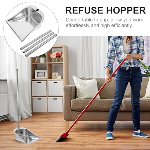 Vertikale Kehrschaufel, Schaufel aus Edelstahl mit langem Griff, Reinigungsschaufel für Küche und Haushalt, zusammenklappbarer Mülleimer und Abfall, praktisches Zubehör für den Innen- und Außenbereich