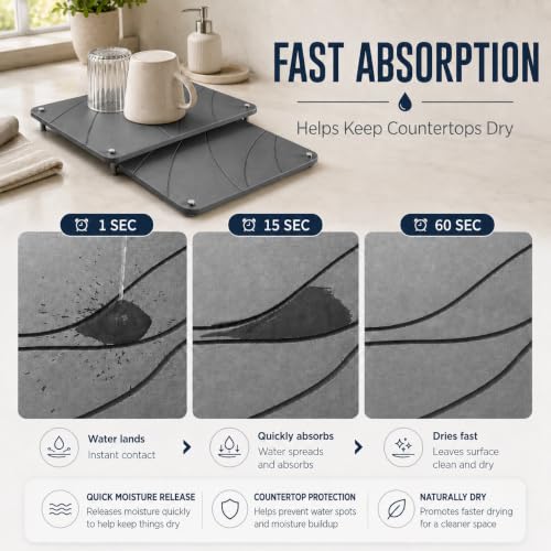 MOONEDGE Nesting Stone Drying Mat for Kitchen Counter with Dish Rack - image 3