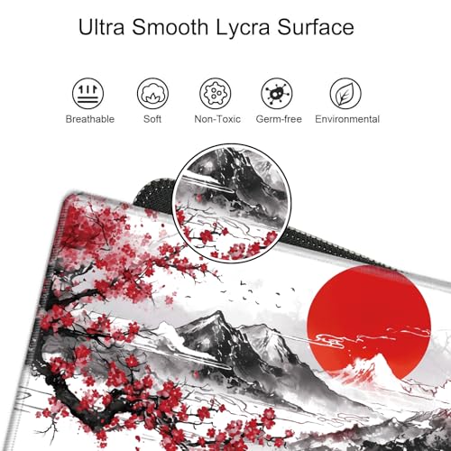 Image of 48x24 Mouse Pad Giant Cherry Blossom Desk Mat Large Mousepad Gaming Red Sakura Mouse Mat Huge Oversized Desk Pad XXXXL Computer Mat for Office Work Women