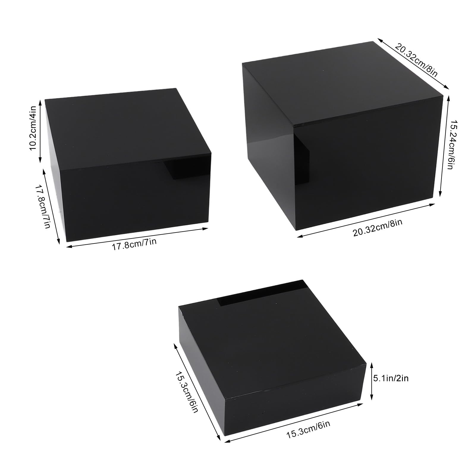 3Pcs Acrylic Risers Display Stands Acrylic Display Risers Acrylic Boxes for Cosmetics Food Collectibles Jewelry Figures Show (Acrylic)