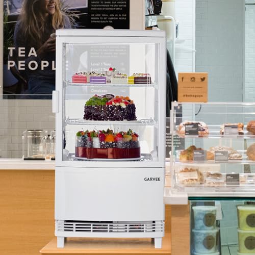 Image of Garvee 2.0 Cu.Ft Beverage Refrigerator with Glass Door, Countertop Double Door Drink Cooler, Commercial Fridge for Drinks and Snacks, 110V, White
