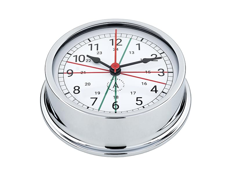 Autonautic - Reloj Náutico de Cuarzo, Clásico, de Latón Cromado, de Alta Resistencia al Ambiente Marino, para Embarcaciones o Decoración - 120mm (ø) - Made in Spain.