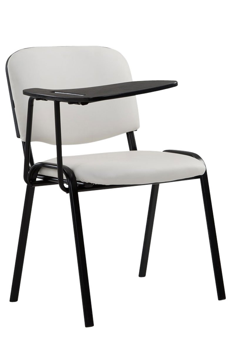 CLP Chaise Visiteur Ken Similicuir et Tablette Rabattable I Chaise Salle de Conférence Stable Confortable Dossier et Assise Rembourrés I Couleur, Couleur:Blanc