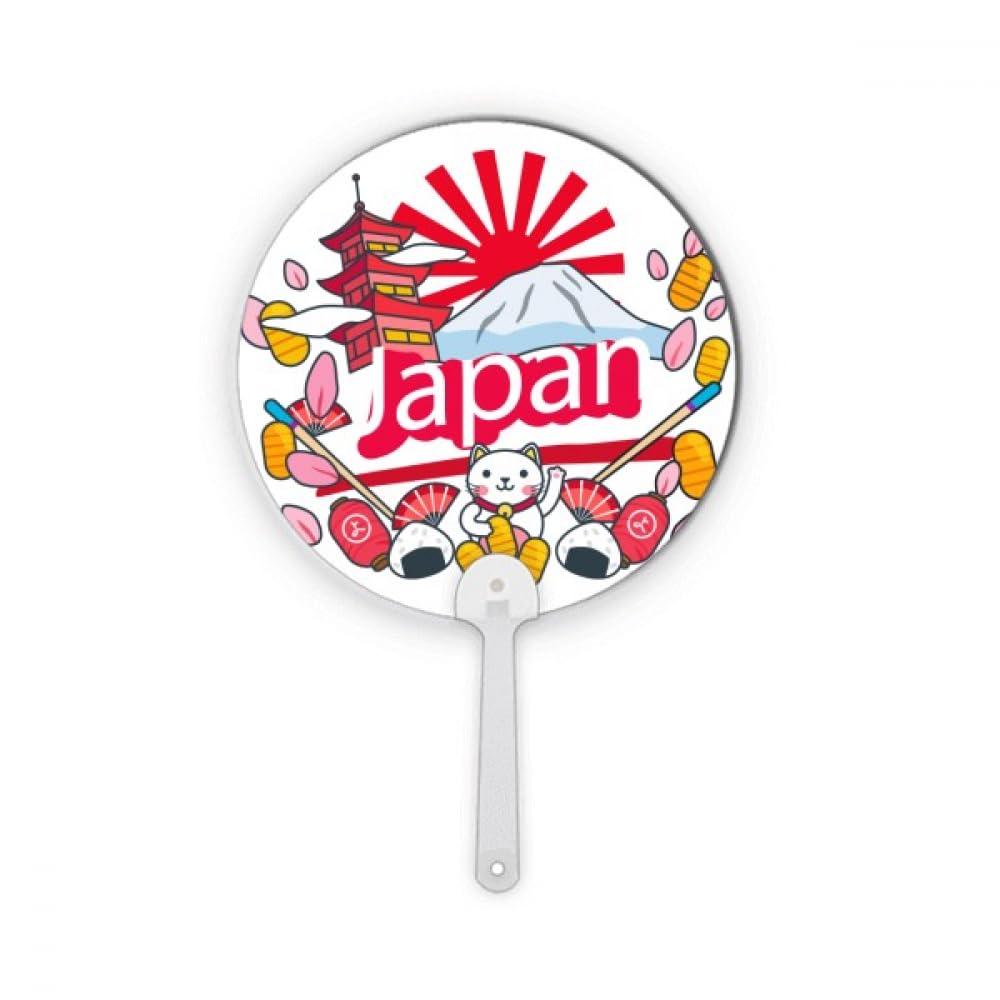 Éventail rond japonais en plastique rigide au décor fait main