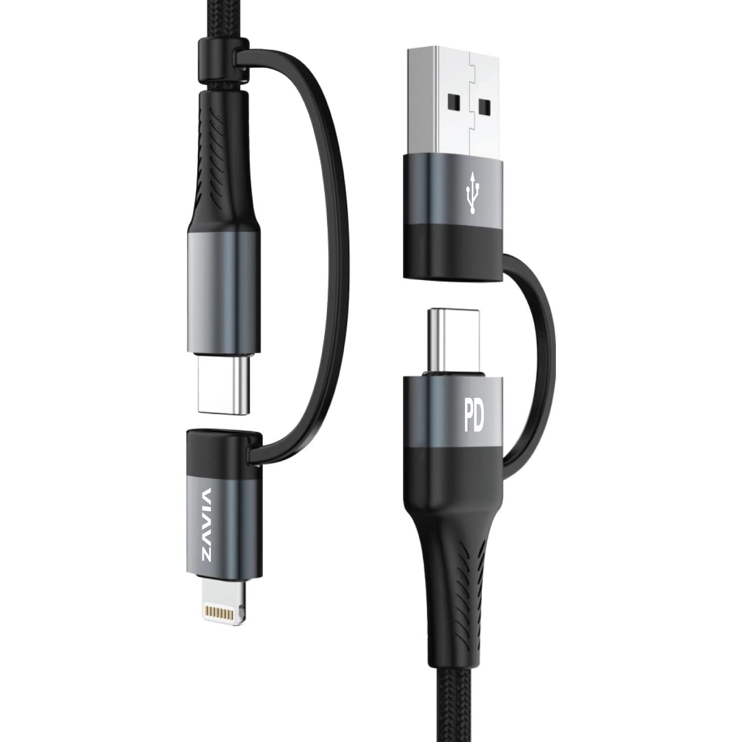 Zavia Cord 730 Quad 4 in 1 Cable 70W Charging Cable With Multiport, Type-C To Lightning, Type-A, Supports Fast Data Transfer, Compatible with All Android and iOs Smartphones, Tablets/Ipads Macbook (B0BVMLZQLZ) Amazon Price History, Amazon Price Tracker