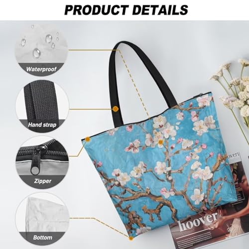 Image of Art Lover Zippered Tote Bag Waterproof Large Work Tote Bags, Artwork Women's Purse Handbags Travel Totes
