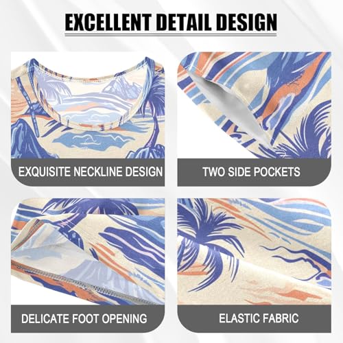 ALAZA Colored Palm Tree Mountain Pajamas Short Sleeve 2 Piece Sleepwear Top and Bottom Pajama Set Unisex4