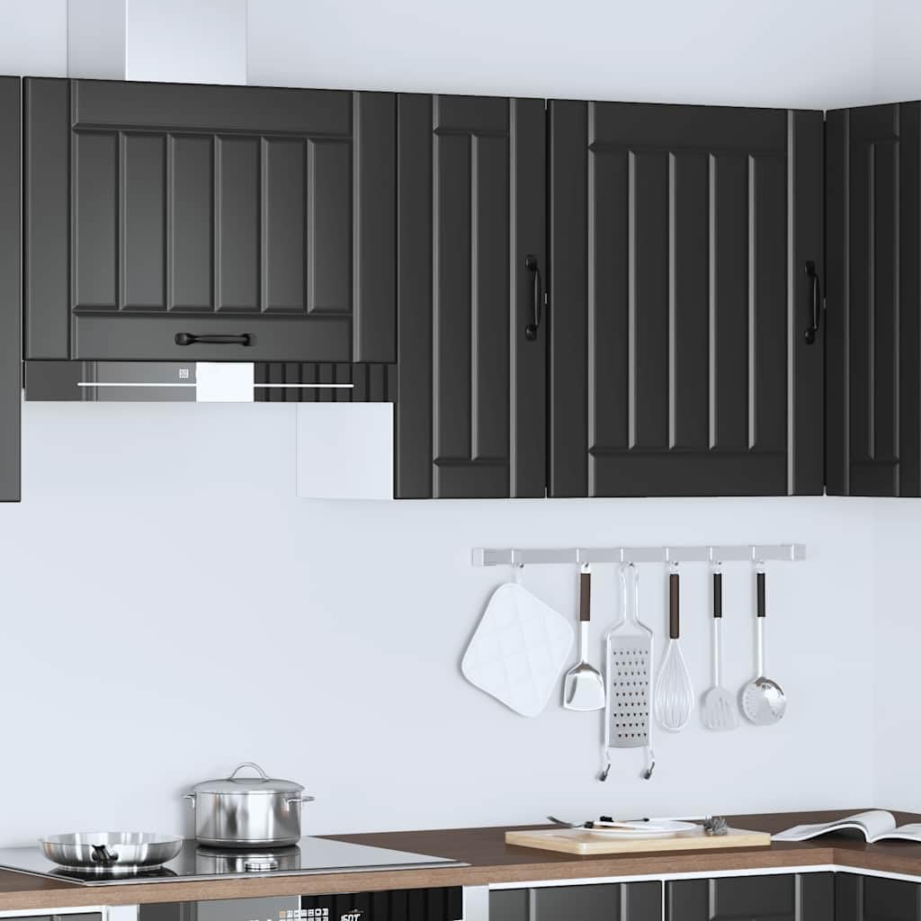 Armoire Murale de Cuisine Lucca Noir Bois d'ingénierie 30x31x60 cm Meuble Rangement Buffet vaisselier Placard étagère pour casseroles Vaisselle ustensiles