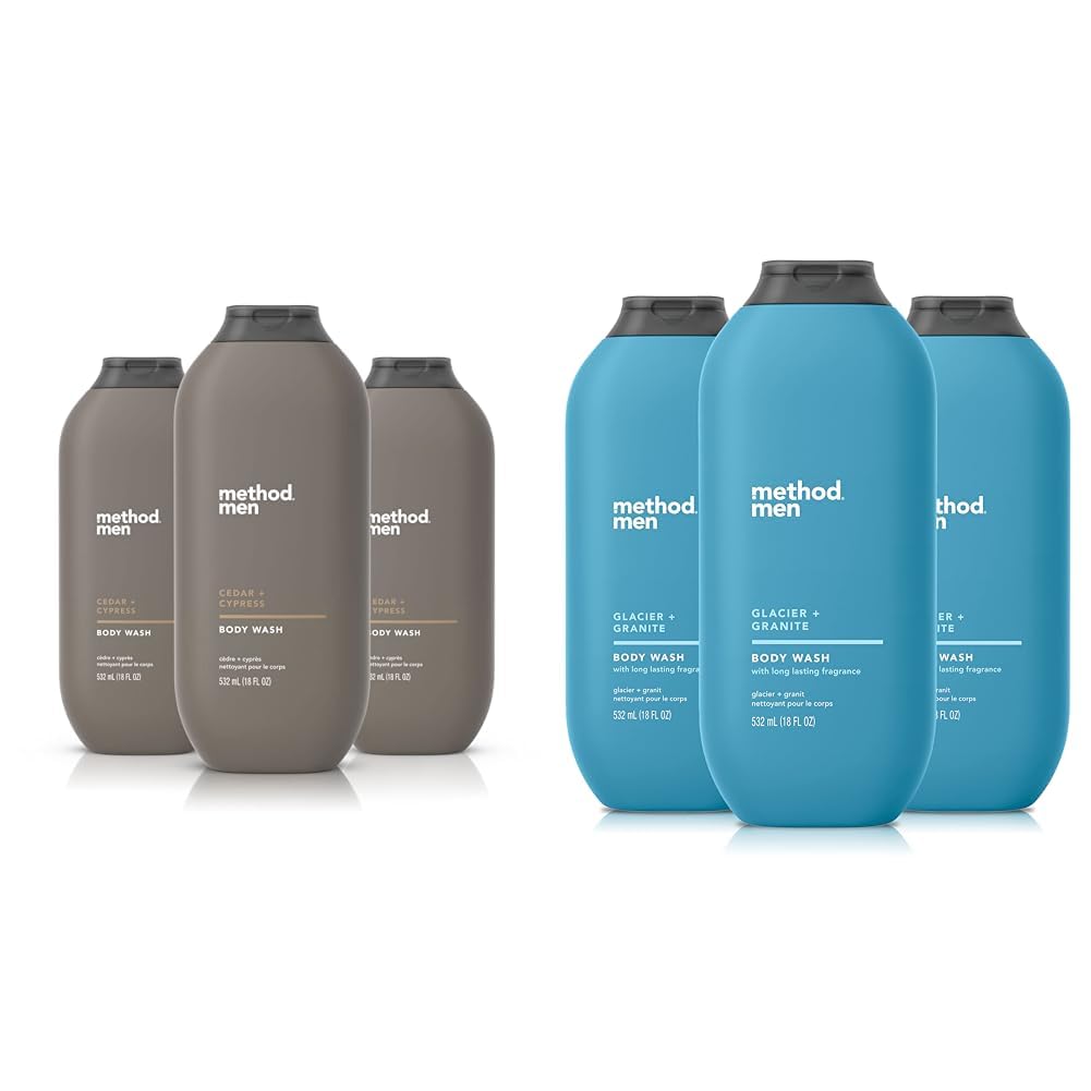 Method Men Body Wash Cedar Cypress and Glacier Granite Paraben and Phthalate Free 18 FL Oz Pack of