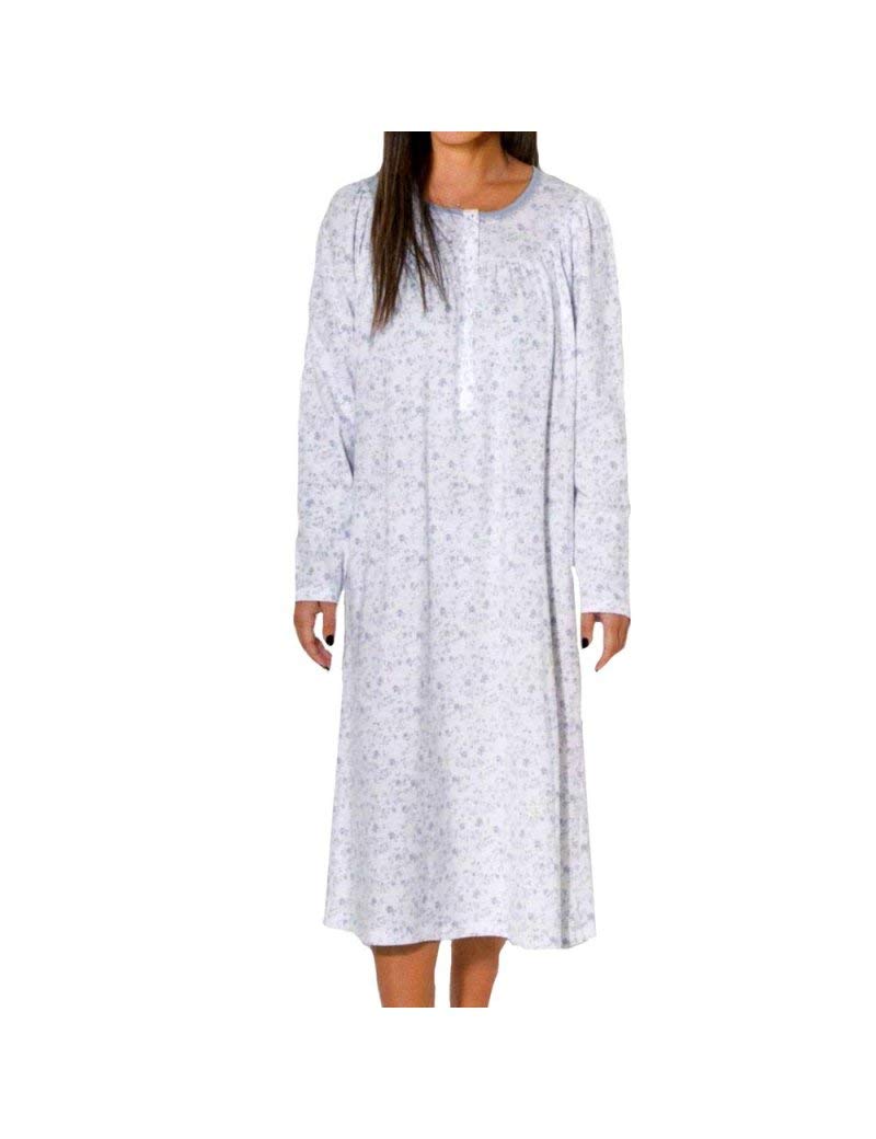 Linclalor Camicia da Notte Donna Serafino Manica Lunga Raglan 73887, Cielo, 50