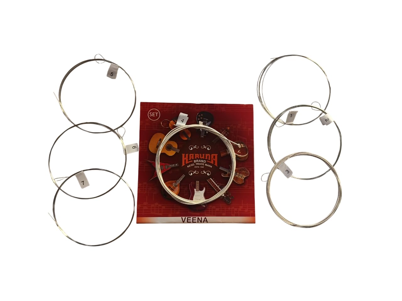 BHAVICREATION Karuna Steel Cornet Saraswati Veena Complete Strings Set | Full Replacement 7 String Pack for Traditional Indian Veena Practice and Performance | Musical Instrument Parts and Accessories - Image 6 thumbnail