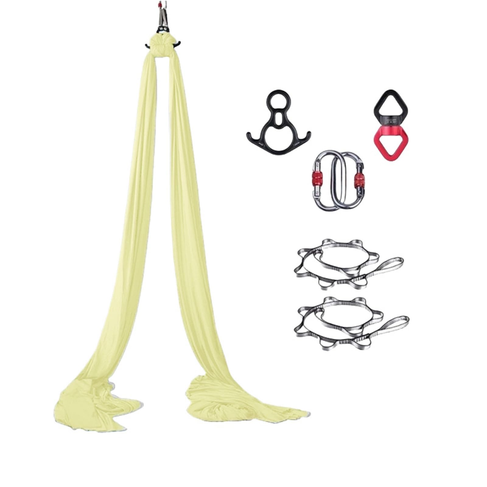 INLANDSIS Hotel Bee Yoga Aerial Silk(8x2.8m), Yoga Hammock for Hanging, Trapeze Swing, Strong Load-Bearing, Safe Protection, Yoga Swing Set, Acrobatics Hammock (Light Yellow)