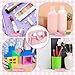9 Pcs Translucent Make up Bag Pink Big Travel Cosmetic Makeup Toiletry Bag with Handle and Zipper Waterproof Portable Cosmetic Travels Bags for Travel Toiletries Accessories, 10.2 x 6.3 x 2.8 Inches