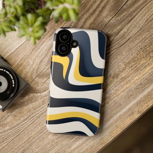 Coque rigide brillante iPhone 16 Plus motif abstrait luxe bleu marine - 4