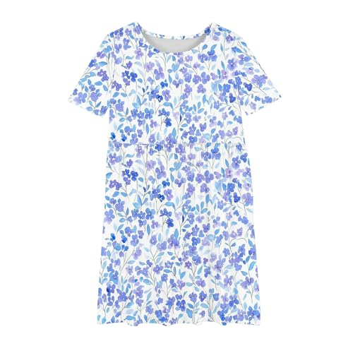 Summer Dresses for Girls Floral Boho Cozy Dress Sunflower Graphic Print Cute Dress Short Sleeve Swing Flutter Dress4