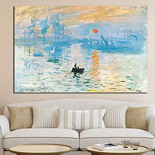 Peinture Claude Monet soleil levant pour illuminer les murs de votre salon chaleureux
